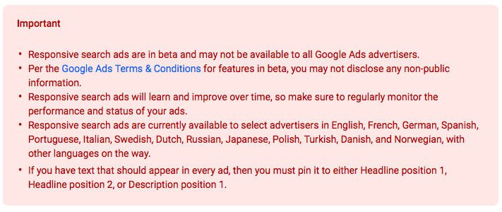 Responsive Search ADS Google Beta Adwords