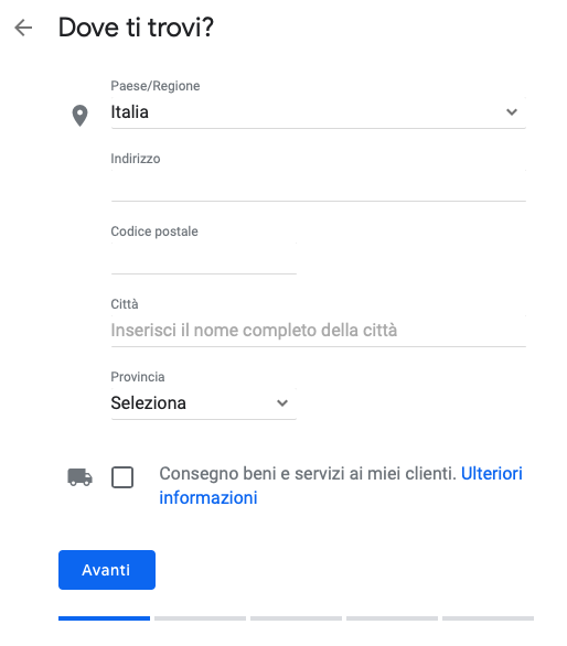 seconda schermata google my business