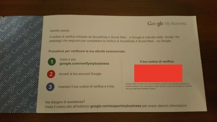 cartolina google my business