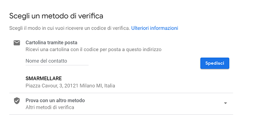 metodo di verifica Google